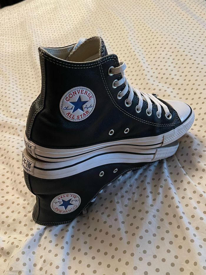 Converse montante en cuir véritable noire , P42 mixte - photo numéro 9