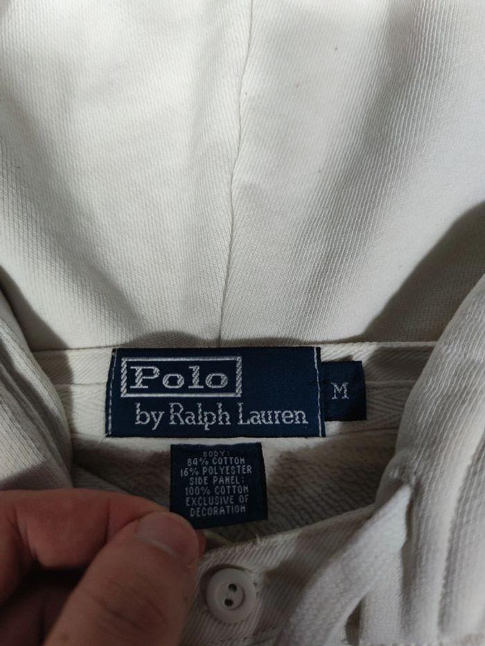 Sweat à Capuche Ralph Lauren Blanc Logo Brodé Bleu Marine Taille M Homme - photo numéro 7