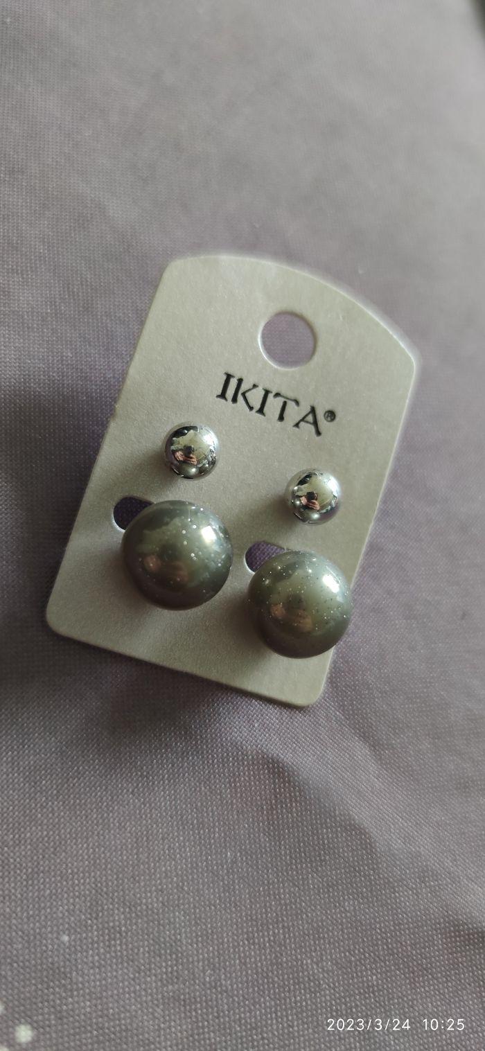 Boucles d'oreilles 2 boules ikita