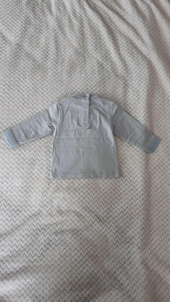 T-shirt manches longues gris castors Mes Petits Cailloux 6 mois comme neuf - photo numéro 4