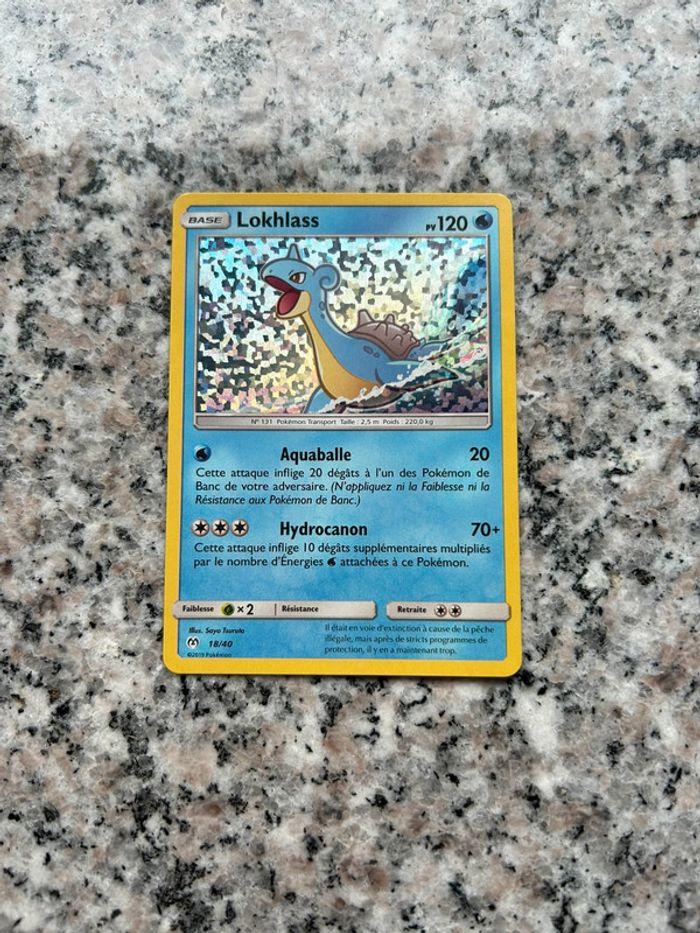 Carte Pokémon française Lokhlass base, holo mosaïque, 18/40, 2019, état neuf - photo numéro 1