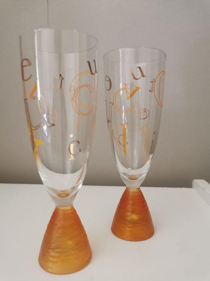 Veuve Clicquot  -  rare, par paire, flûte collection Alphabet - photo numéro 1