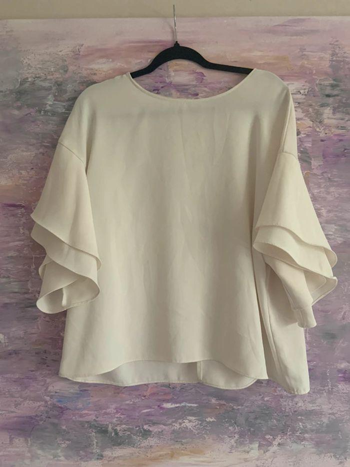 Blouse blanche  manche 3/4 Chauve souris - photo numéro 1