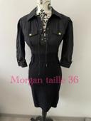 Robe noir style chemise manche 3/4 lacet devant Morgan taille 36