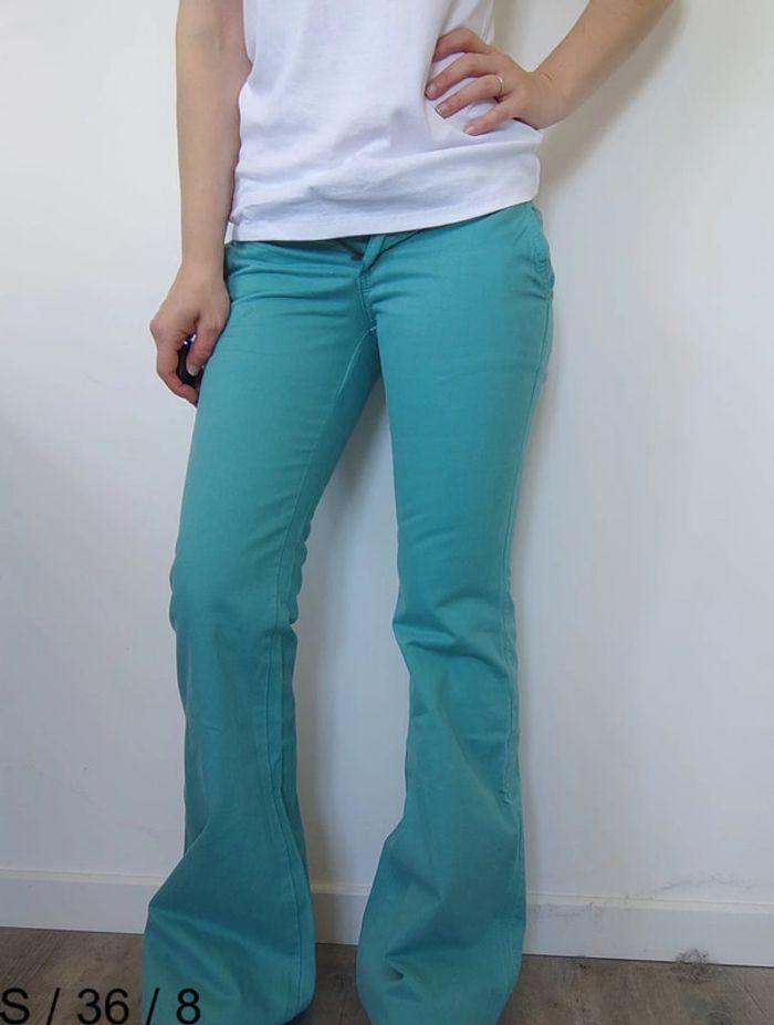 Jean évasé bleu turquoise SMF taille 36 💖 - photo numéro 3