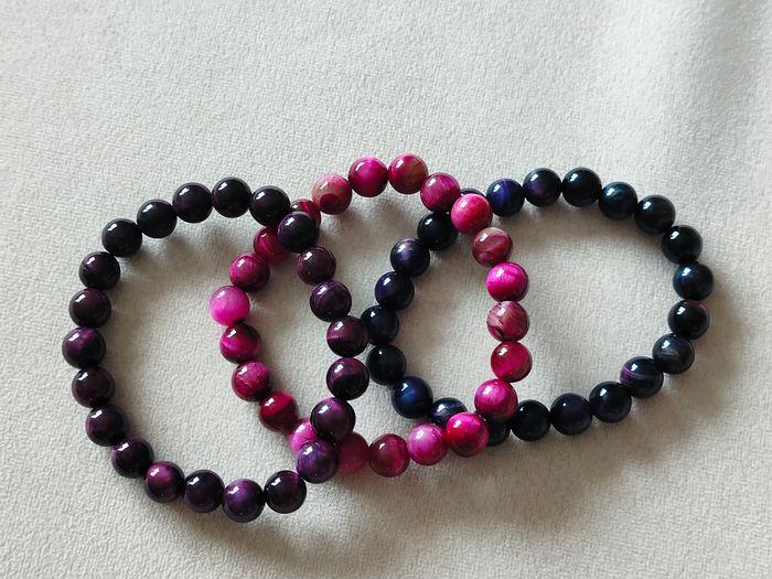 Trio Rose Violet Bracelets Perles - photo numéro 1