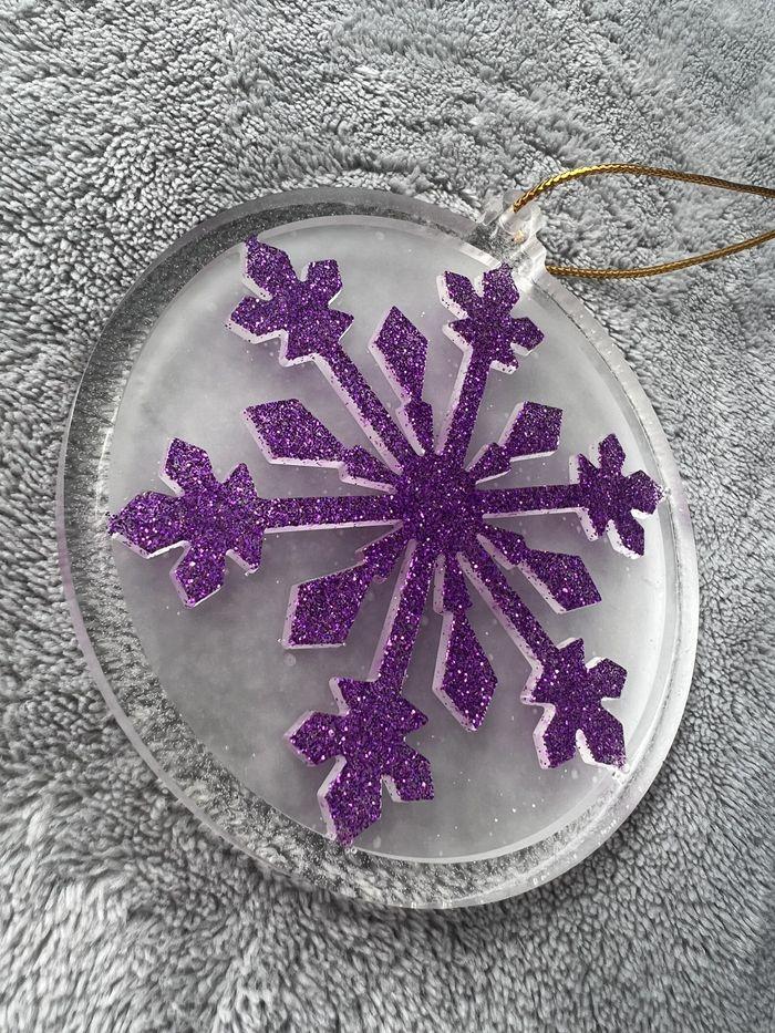 Décoration de noël - boule de noël - violet - paillettes - transparent - photo numéro 2