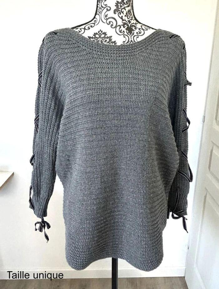 Pull long gris – Original et confortable, taille unique (36-40), très bon état 💖 - photo numéro 8