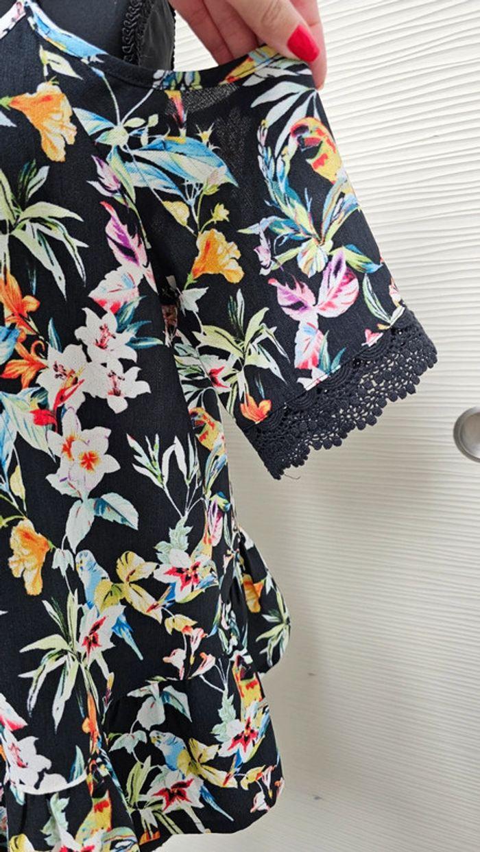 Blouse noire épaules dénudées motif tropical Camaïeu - photo numéro 3