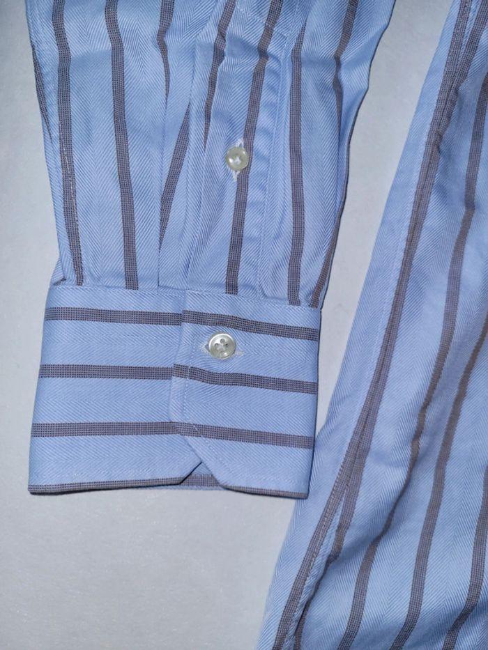 Chemise Gheradi rayée bleue vintage homme taille 42 en très bon état - photo numéro 5