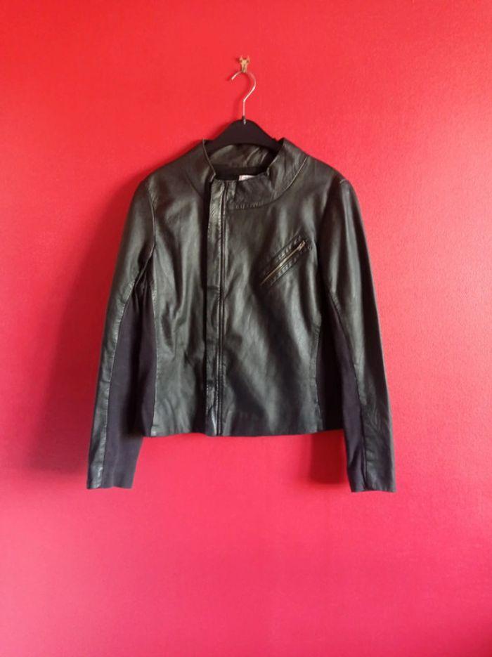 Blouson Cuir Noir Taille 42 en Excellent état - photo numéro 2