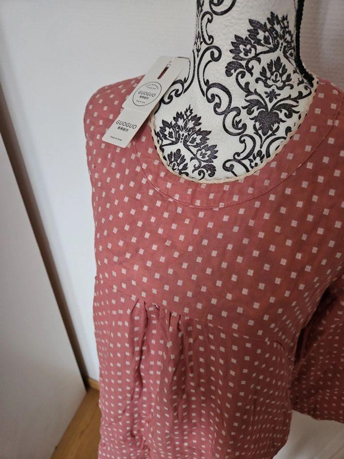 Blouse rose col rond - photo numéro 3