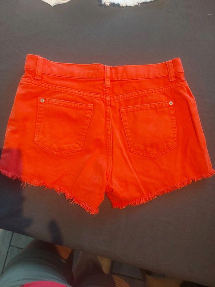 Short jeans rouge corail taille 40 - photo numéro 4