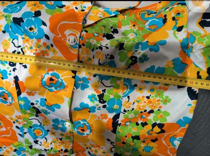 Robe à fleurs orange bleue jaune style vintage - photo numéro 2