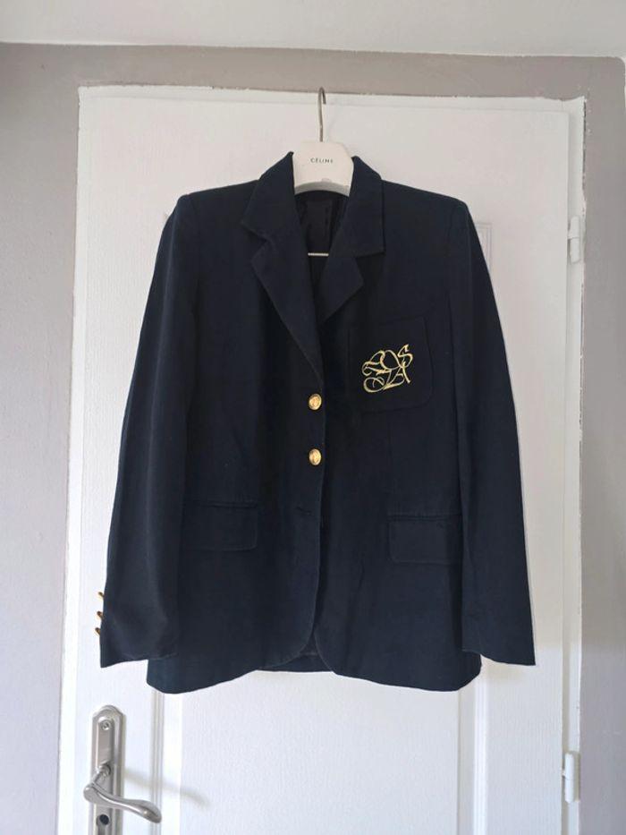 Superbe  Blazer  océan   coton et Lin Taille40 vintage   brodé - photo numéro 2