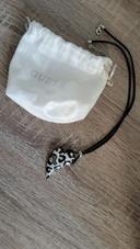 Collier cœur guess léopard cordon noir