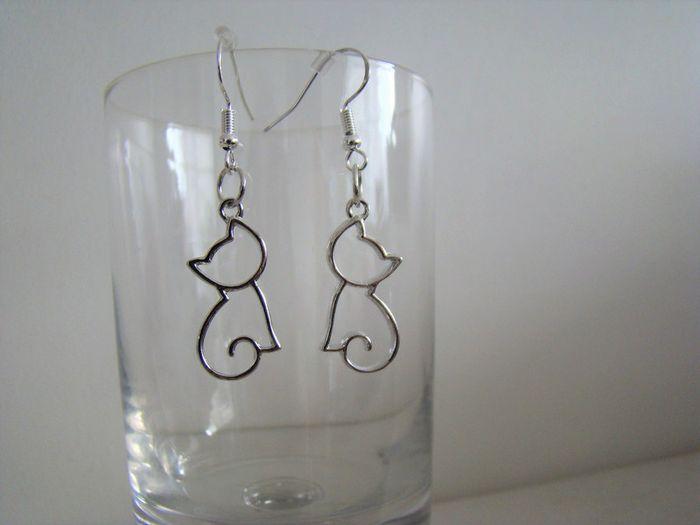 boucles oreilles percées chaton cr argent 925 véritable - photo numéro 4