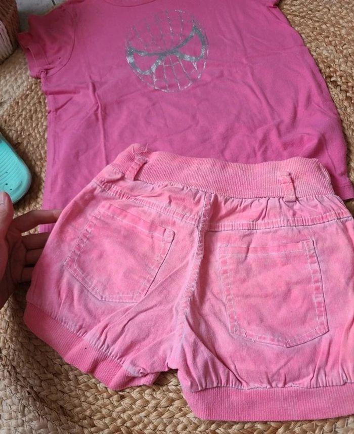 Ensemble rose été short + tee shirt 10 ans fille - photo numéro 4