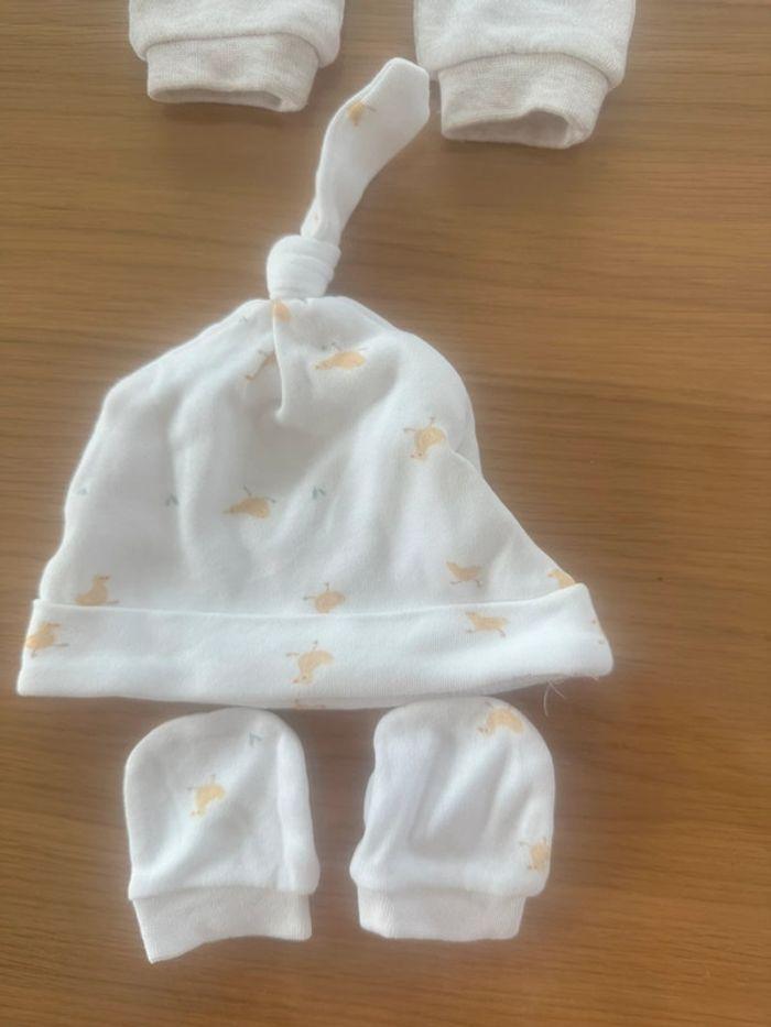 Lot de 2 bonnets de naissance avec moufles - photo numéro 3