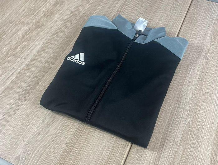 Veste survêtement zip adidas M homme noir logo brodé - photo numéro 2