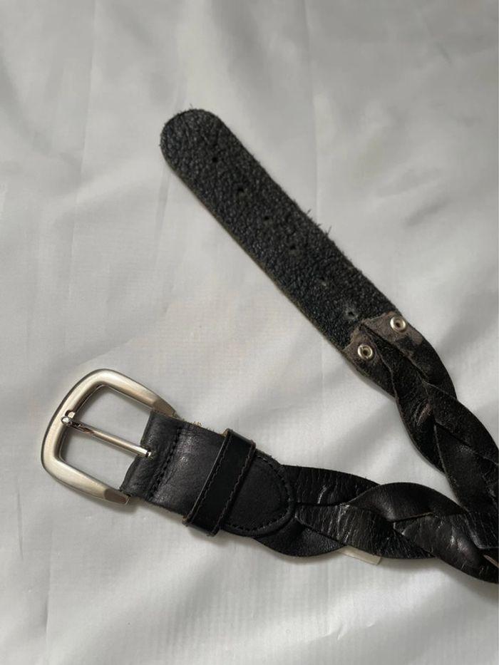 Ceinture noir torsadée cuir véritable - photo numéro 3