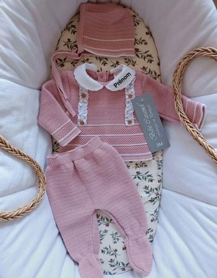 Ensemble complet vieux rose avec details 3 mois Bébé Caramel - photo numéro 1