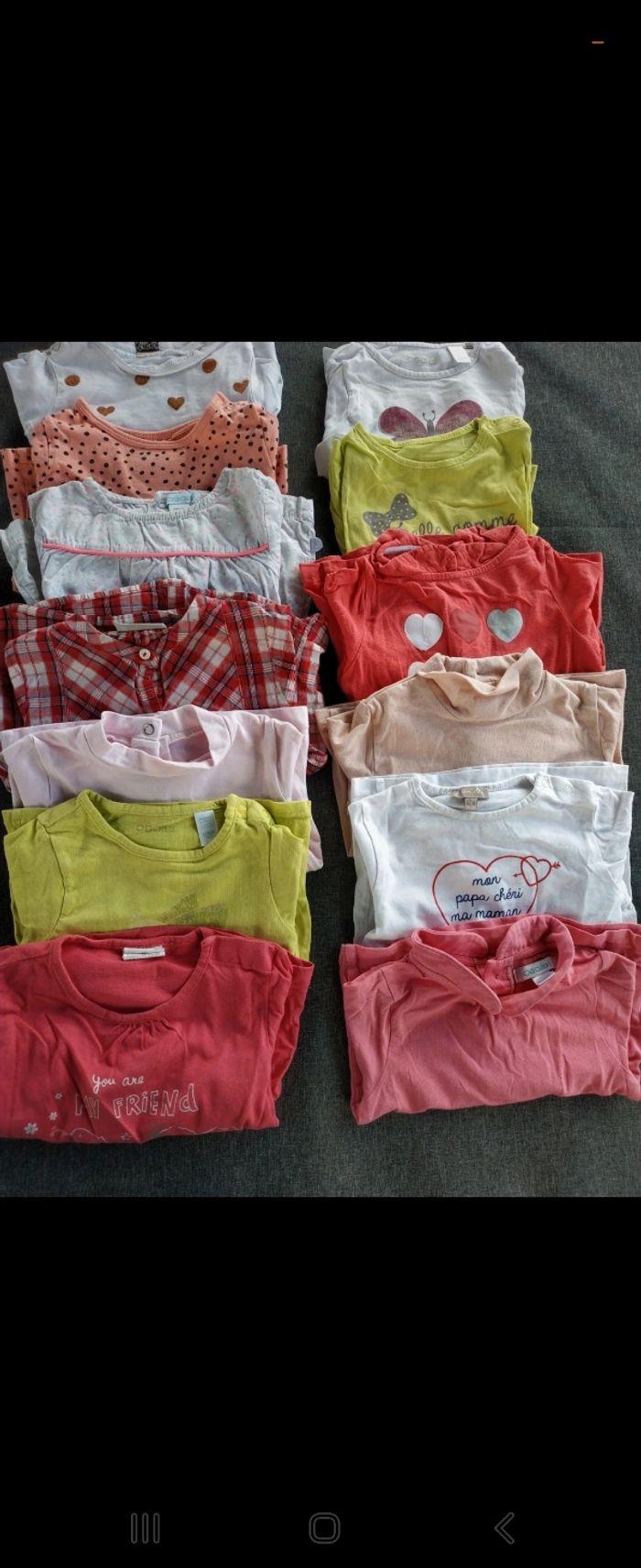 Lot fillz de 12 tee-shirt  et 1 chemise  12/18 mois - photo numéro 1