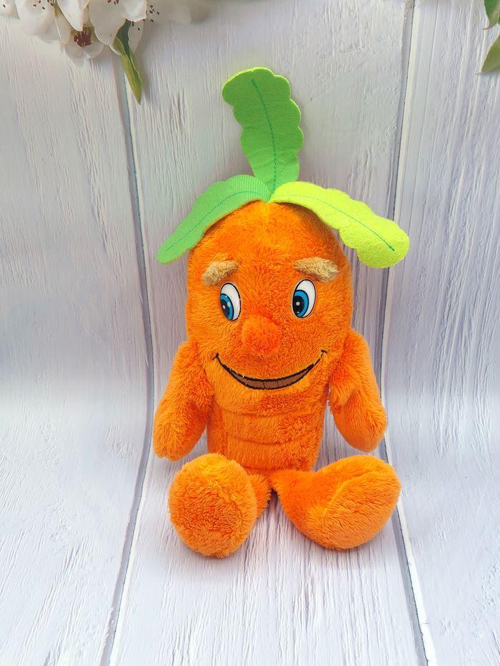 Peluche doudou légume carotte Lidl Playtive junior 2018 orange vert marron 29 cm - photo numéro 1