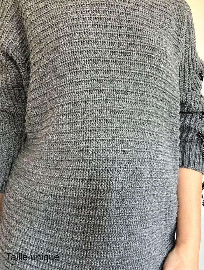 Pull long gris – Original et confortable, taille unique (36-40), très bon état 💖 - photo numéro 4