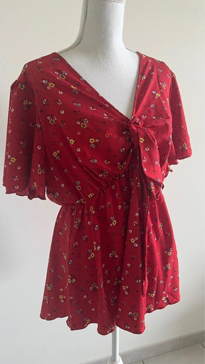 Top péplum rouge avec des fleurs - Boutique indépendante - photo numéro 4