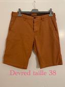 Bermuda short style chino marron camel devred taille 38