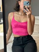 Crop top rose satin dos nu