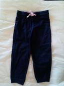 Pantalon  jogging fille bleu marine cordon rose pâle 2/4 ans