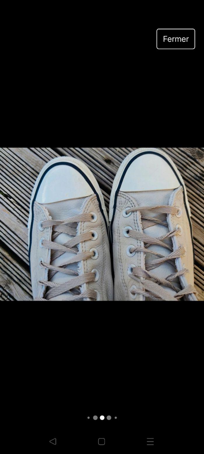 Converses fourrées beige crème cuir pointure 40 25,5cm - photo numéro 5