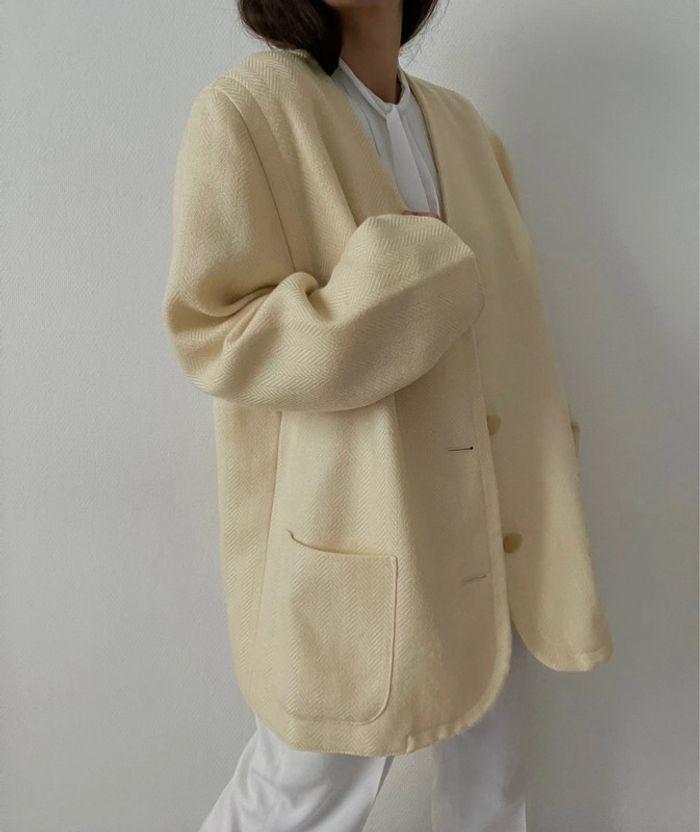 Oversized blazer crème 100% laine - photo numéro 2