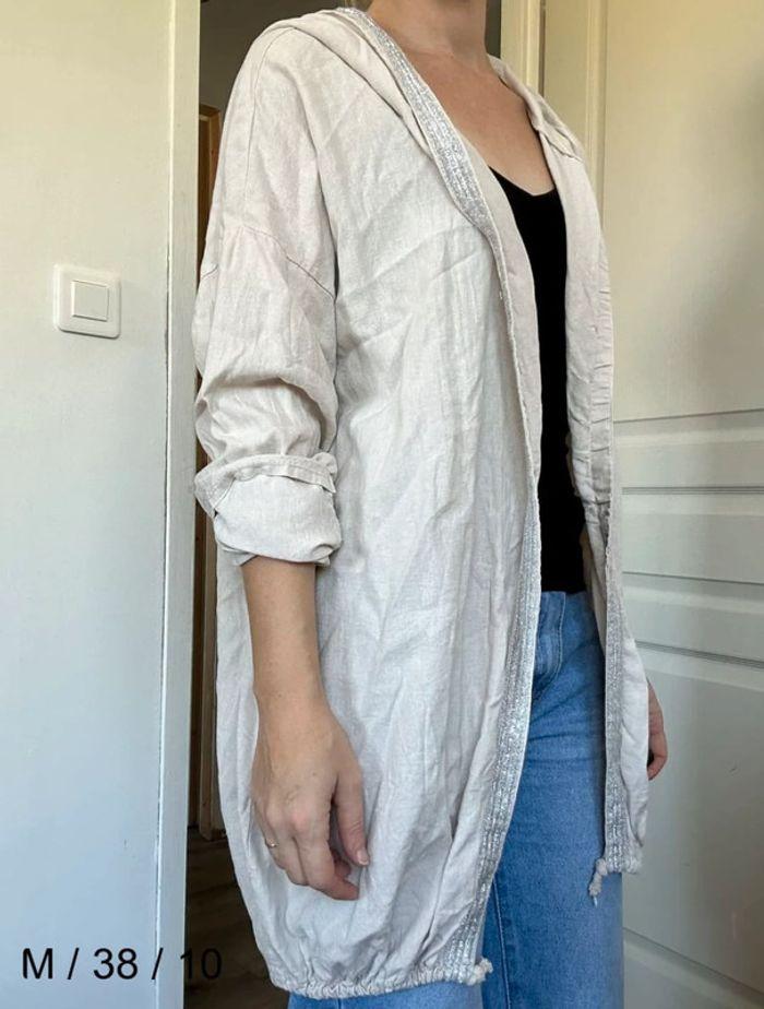 Veste légère longue beige Made In Italy taille 38 💖 - photo numéro 5