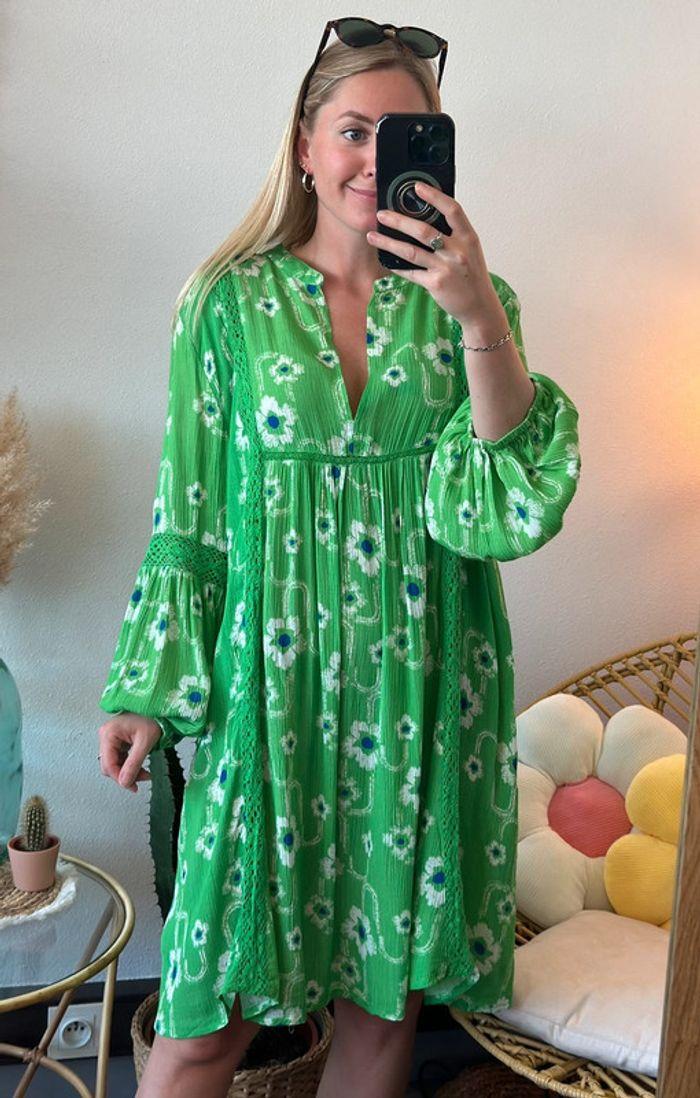 Robe estivale fluide verte à motifs fleuris taille U - ChicoSoleil - photo numéro 1