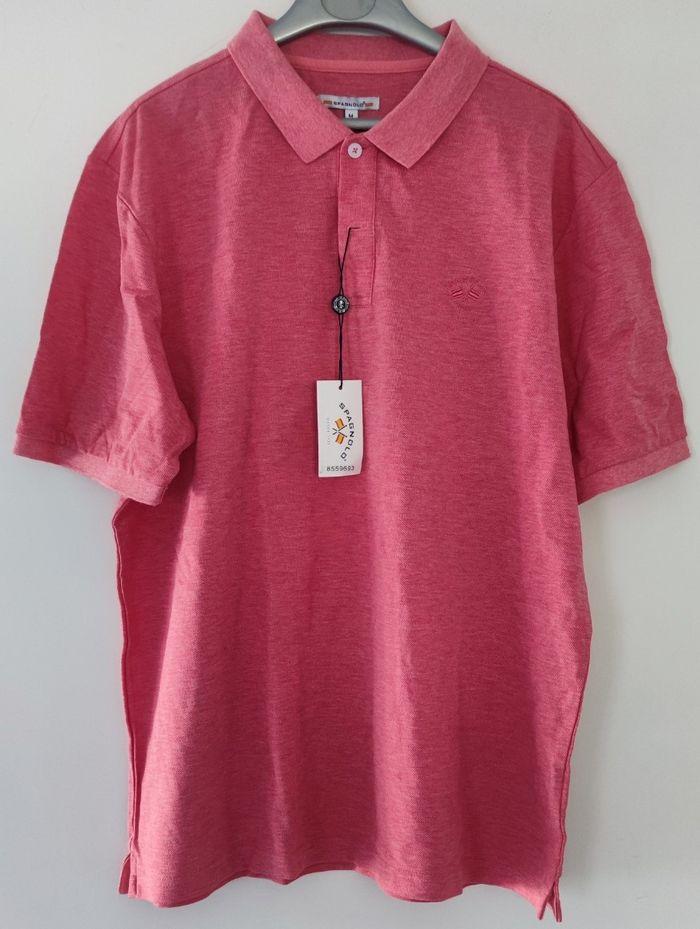 Polo piqué chiné couleur rose marque Spagnolo pour homme taille M - photo numéro 3