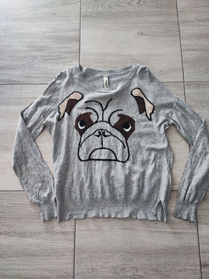 Pull gris chien pull & bear - photo numéro 1