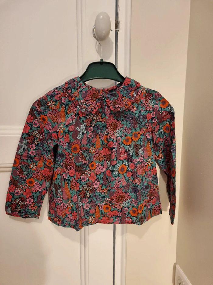 Blouse liberty rouge et verte - photo numéro 1