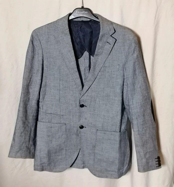 Veste de costume / blazer en lin marine et blanc taille 46 Kos'Son - photo numéro 7