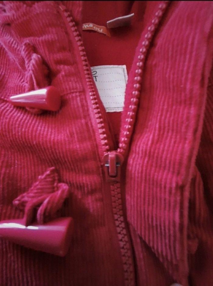 Manteau à capuche en velours rouge Okaou 12 mois - photo numéro 4