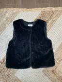 Gilet fille sans manches fausse fourrure noir