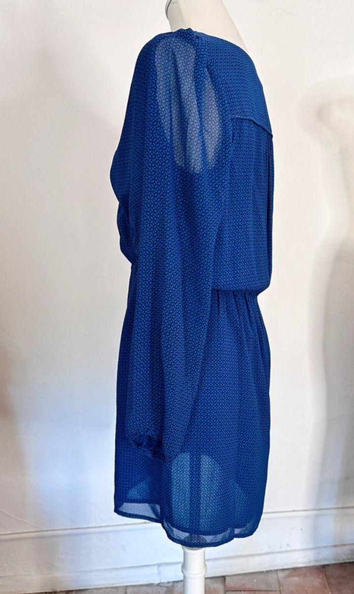 Robe voile bleu imprimé noir Etam taille 38 - photo numéro 4