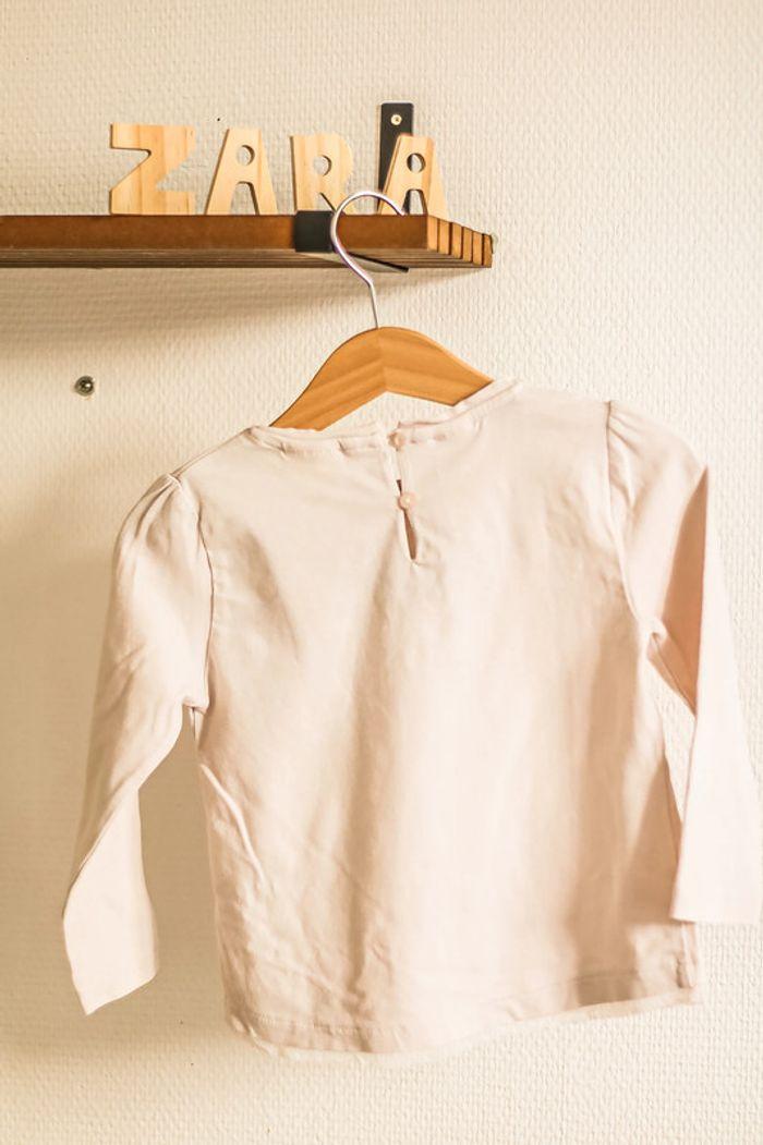 T-shirt manches longues rose très pâle nœuds, Zara, 24 mois - photo numéro 4