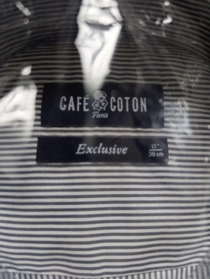 Chemise café coton 38 slim, sous plastique. - photo numéro 2