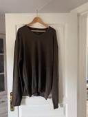 Pull homme col V marron 3XL