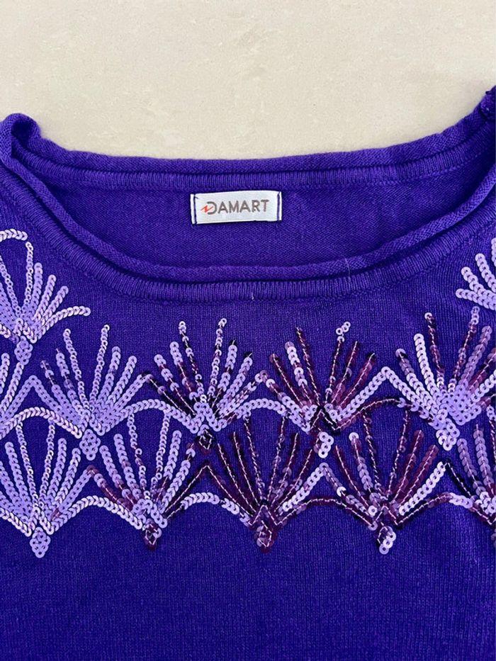 Pull violet femme à sequins DAMART - photo numéro 3