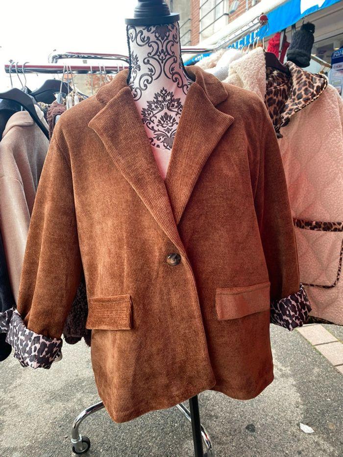 Veste blaser velours cognac - photo numéro 1