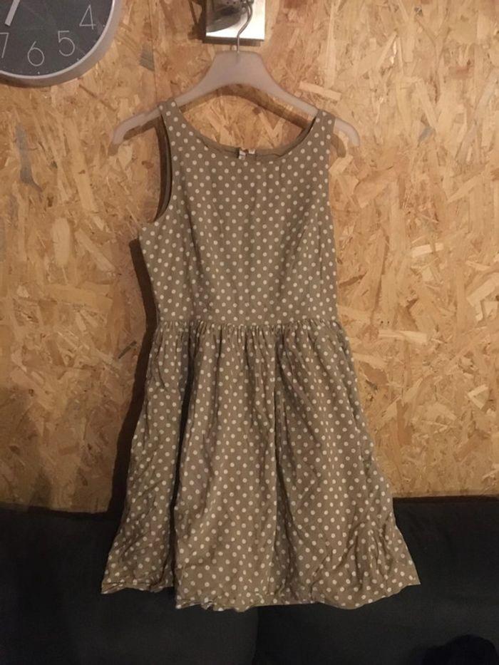 Robe vintage beige à pois - taille M - photo numéro 1